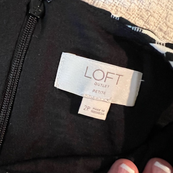 NOT FOR SALE Loft Textured Black and White patterned A-line dress - Picture 3 of 8